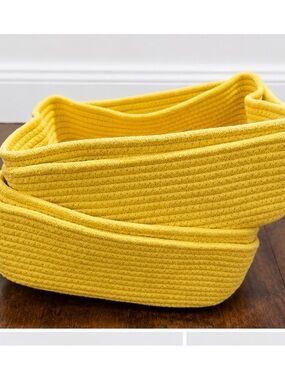 Yellow Woven Fabric Storage Basket - Home Organization